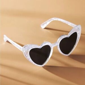White Anthropologie BHLDN Mother-of-Pearl Heart Sunglasses bride bachelorette